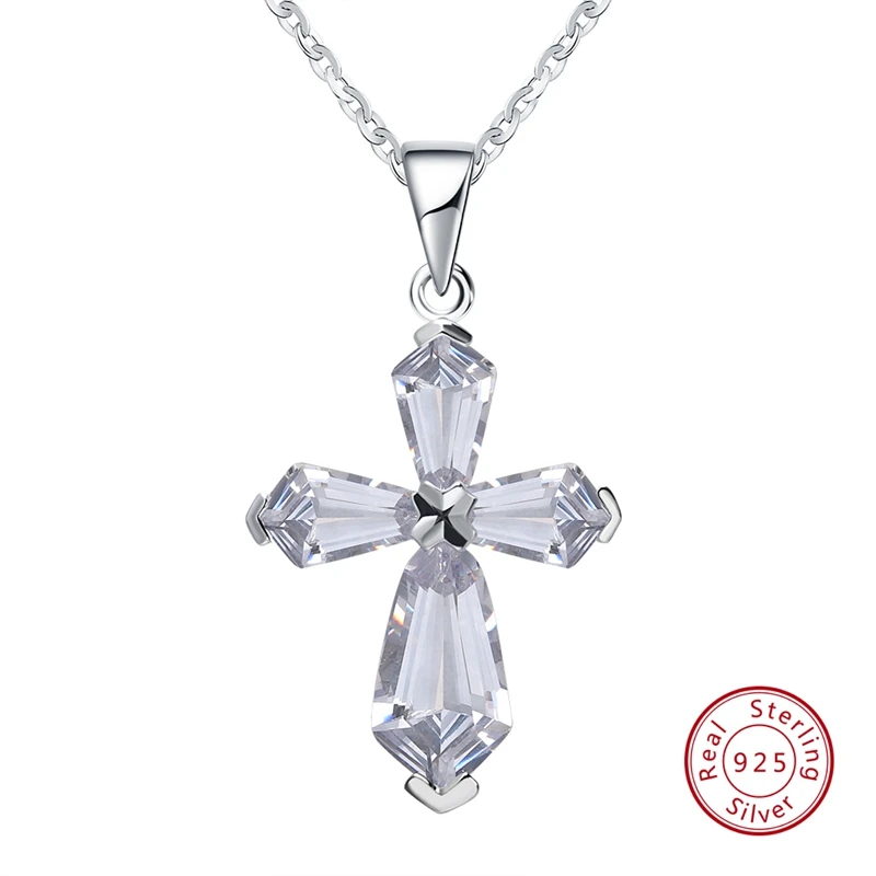 SN66 ORSA JEWELS Классические стерлингового серебра 925 пробы Крест циркон кулон ожерелья для женщин вера бижутерия из натурального серебра подарок ASN66 - Цвет камня: SN66