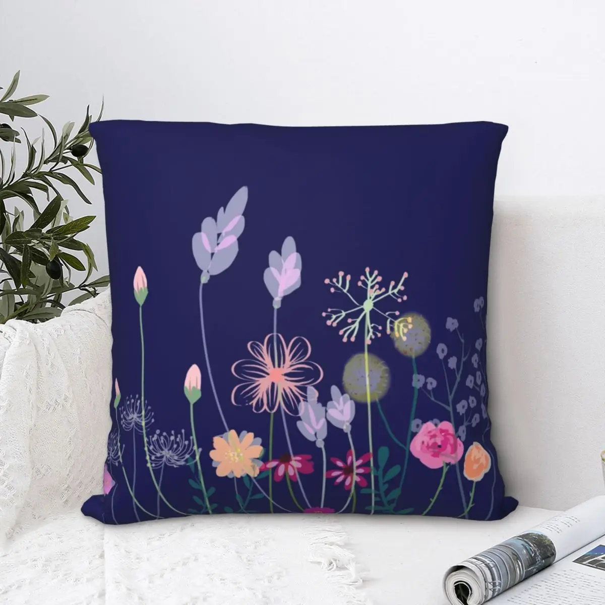 

Flowers Plants Square Pillowcase Cushion Cover cute Zip Home Decorative for Sofa Seater Nordic 45*45cm