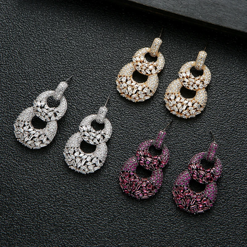 

Number 8 earrings irregular zircon earrings 210322-12