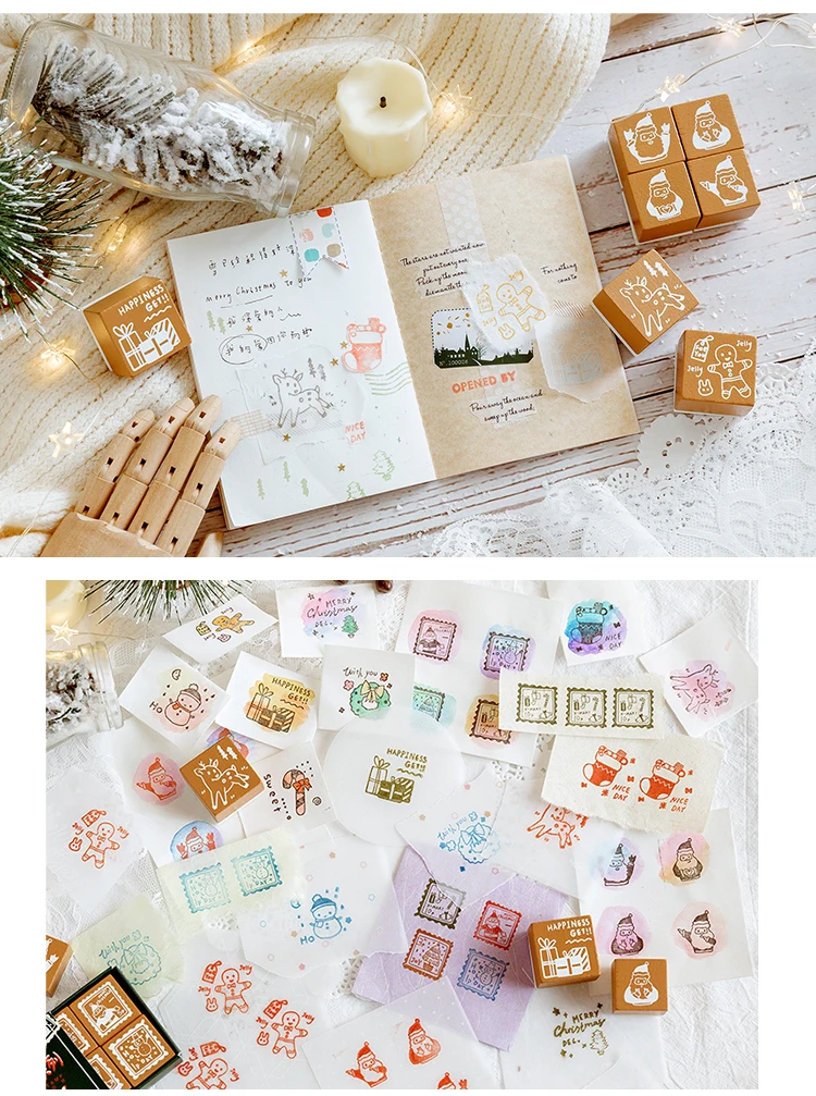 1 шт. рождественская ёлка, олень, олень, снеговик, дневник, деревянные резиновые штампы на заказ, скрапбукинг, декоративная печать для почтовой карты, Стандартная печать