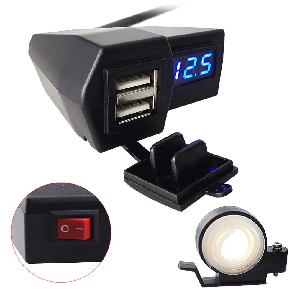 2 в 1 двойной USB адаптер зарядное устройство мотоцикла поддержка установки