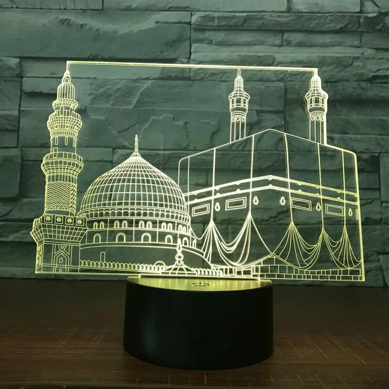 Ночной светильник с дистанционным управлением 3D сенсорный цветной питанием от