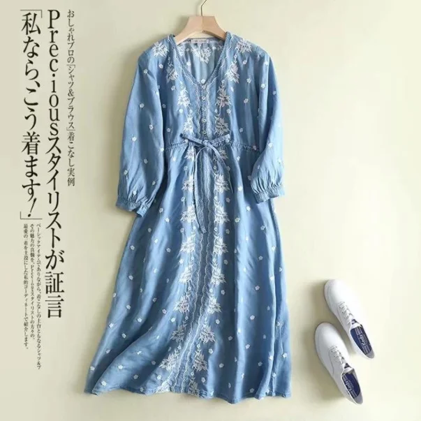 Осень 2019 винтажное богемное платье женское с v образным вырезом и цветочной