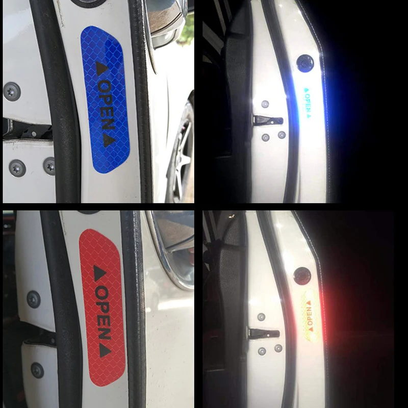 4 шт./компл. наклейки на дверь машины DIY автомобиль открытый светоотражающий скотч