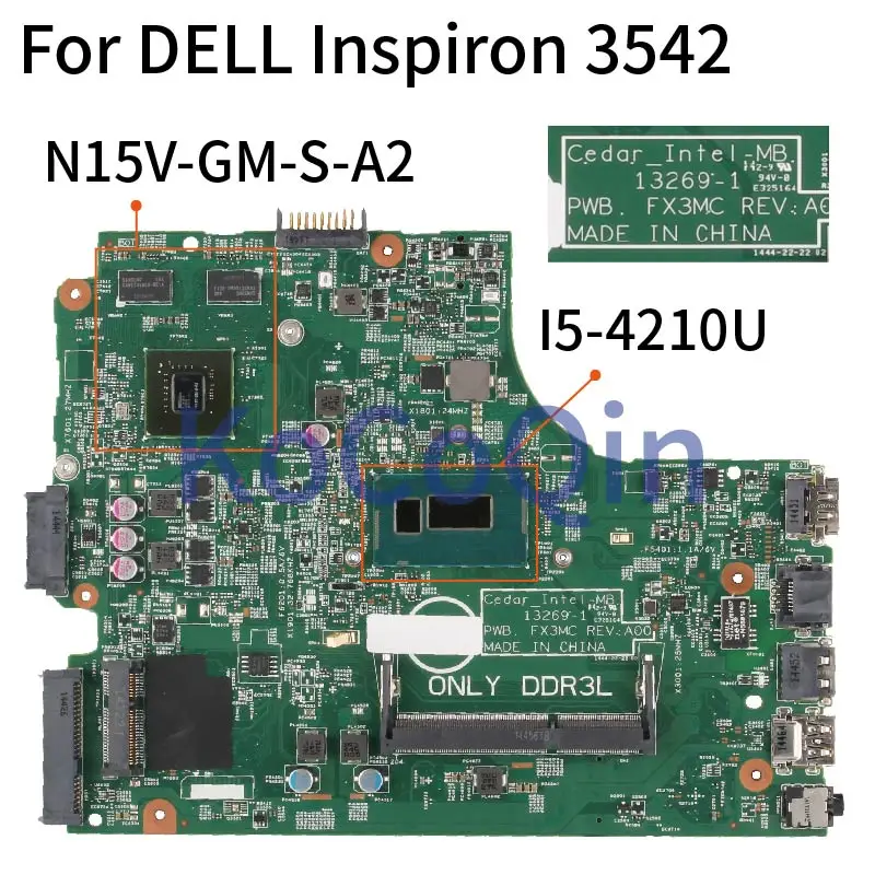 Motherboard para Dell Kocoqin Laptop Inspiron Mainboard Cn-08yp1d 08yp1d 13269-1 Sr1ef I5-4210u N15v-gm-s-a2 3542