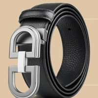plate buckle leather belt high quality luxury new trend design smooth buckle top layer leather men and womens belt cowhide belt
