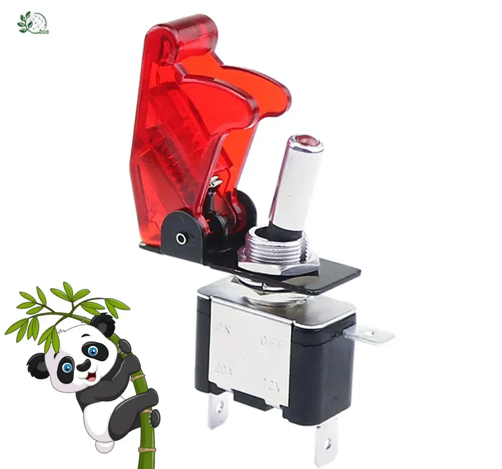 Светодиодный переключатель с красной подсветкой и противоударной крышкой 12 В