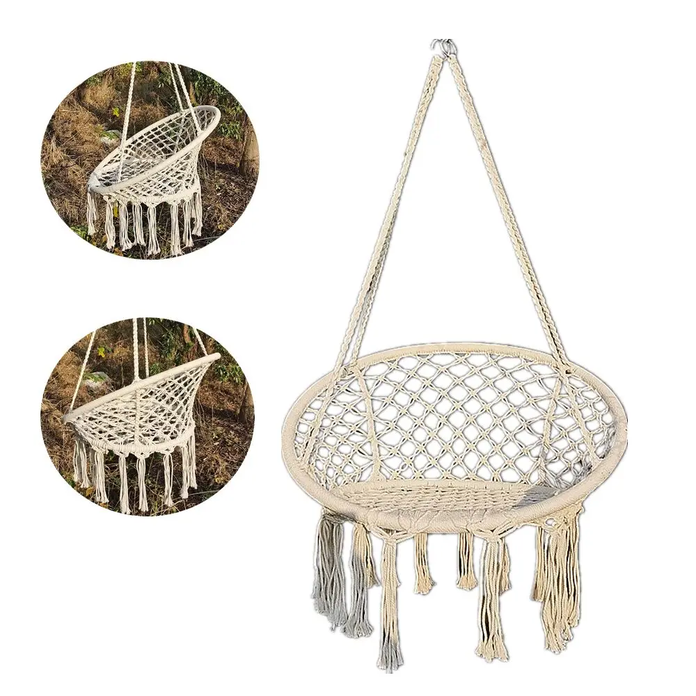 

Скандинавский гамак из хлопковой веревки, подвесное кресло ручной работы, вязаное уличное расслабляющее детское подвесное кресло