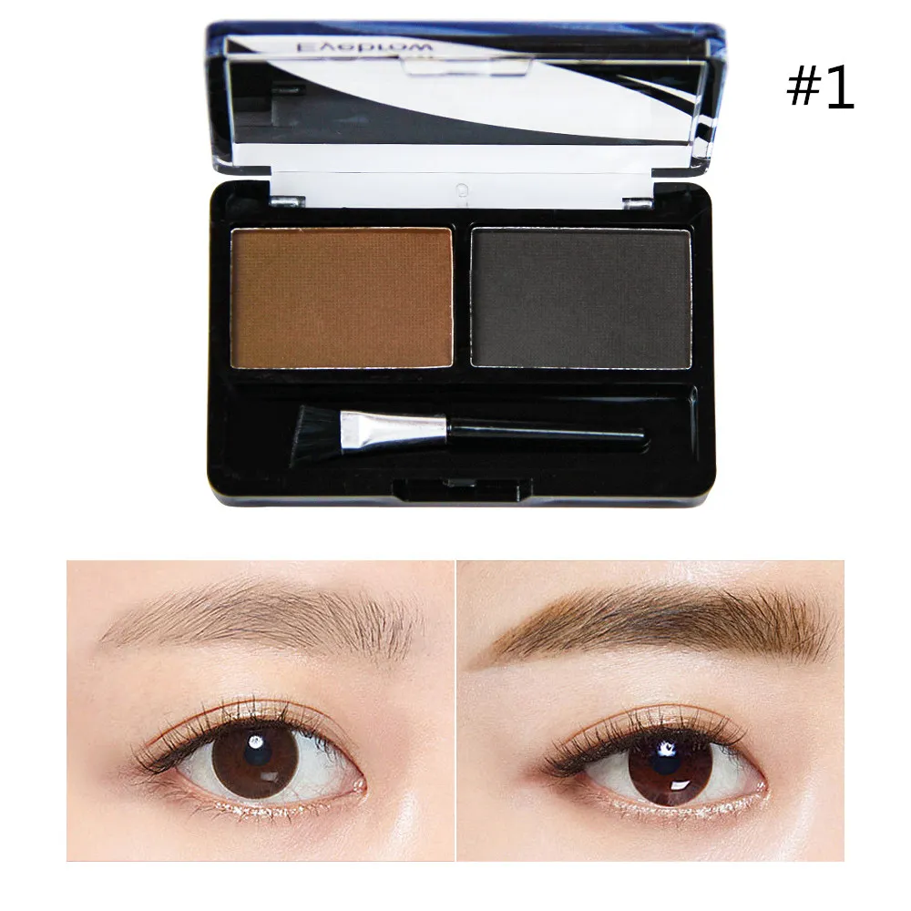 SANIYE 2 Colors Eyebrow Powder Palette Eye Brow Enhancer Professional Waterproof Makeup Eye Shadow With Brush E0220 - Цвет: 1