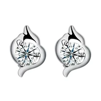 ly 925 sterling silver free shipping high quality zircon korean style simple earrings for women trendy fashion charm jewelry