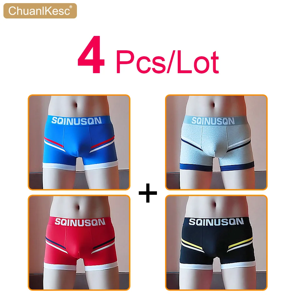 

4 Pcs/Lot Men's Underwear Large Size Personalized Print Korean Boxer Pants Pure Cotton Comfortable And Breathable Fashion Sports