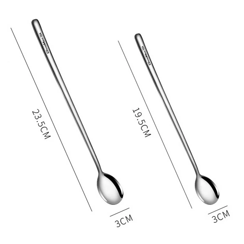 

Stainless Steel Stirring Spoon Long Handle Tea Spoon Dessert Coffee Ice Cream Cocktail Spoons Kitchen Bar Tools Dinnerware^1