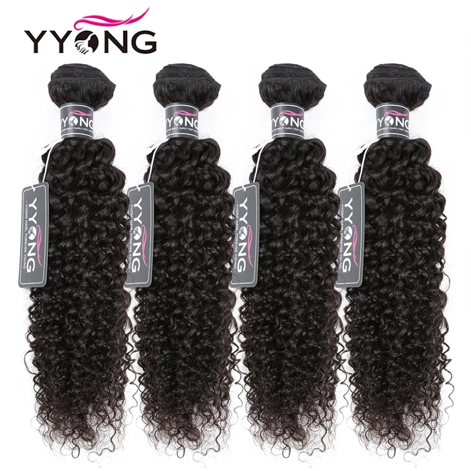 

YYong Hair Store 4 Bundles Malaysian Kinky Curly Hair Bundles Remy Human Hair 100% Human Hair Weave 8-30Inch Hair Extensions