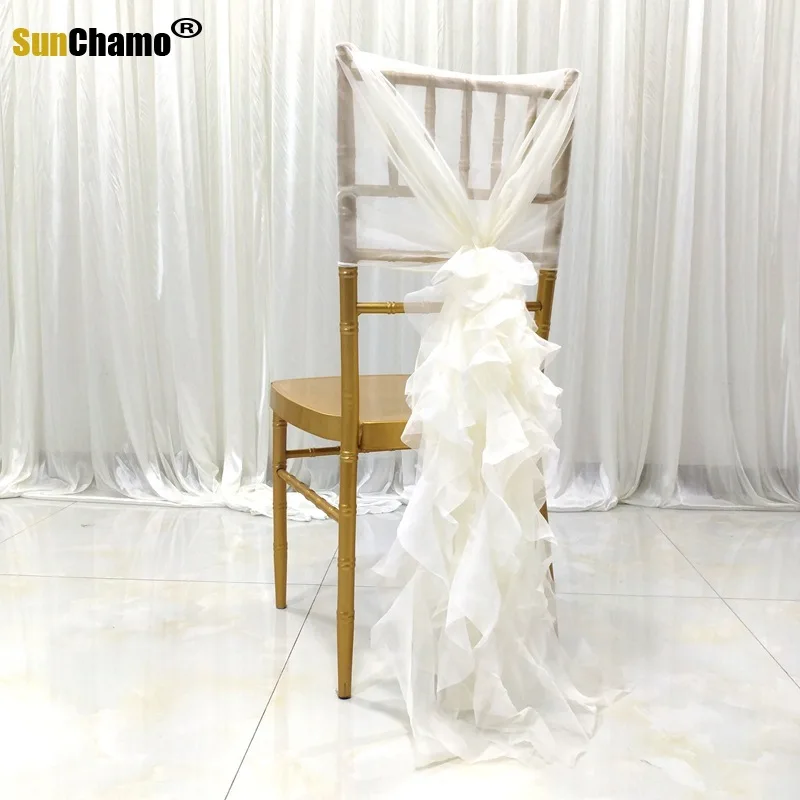 High Quality Fashion Chair Sashes Band Ties Curly Chiffon Ruffled for Wedding Party Banquet Decor Supplies | Дом и сад