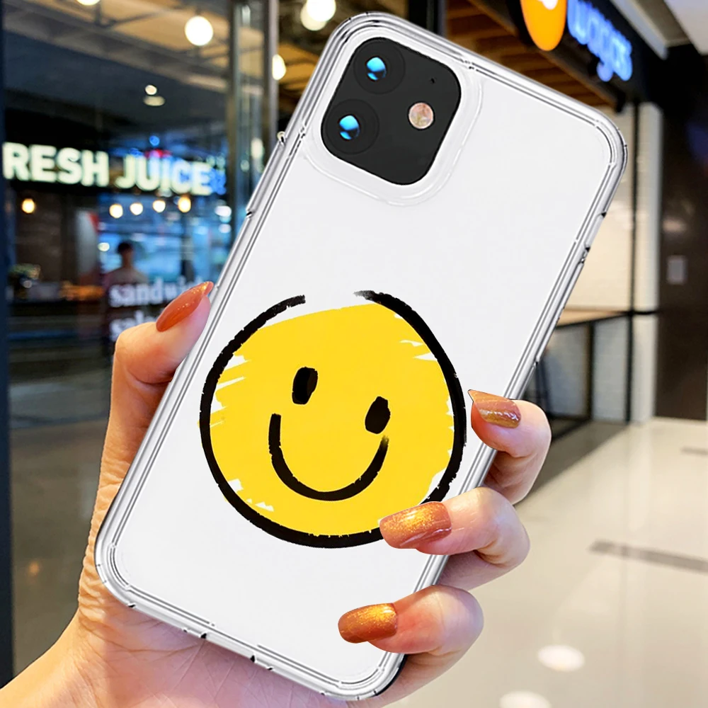 

Hot Fashion Simple Smile Face Couple Phone Case For iPhone 12 Pro Max 6 6S 7 8 X XS XR 11 Pro Max SE 2020 cover soft silicone