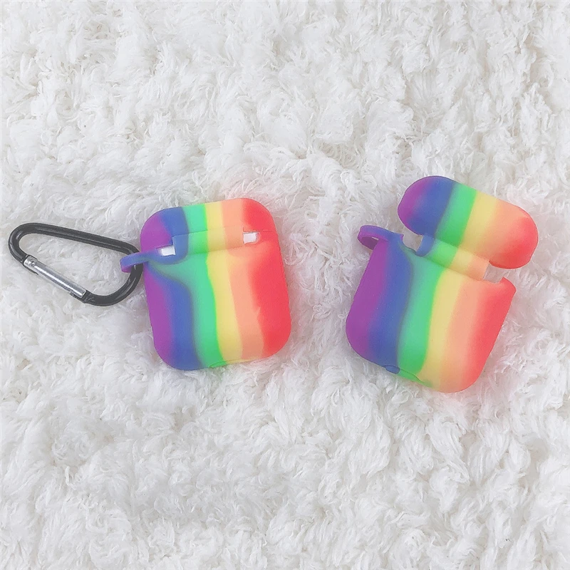 Силиконовый чехол Радужный защитный для AirPods TPU Bluetooth наушники Мягкий силиконовый