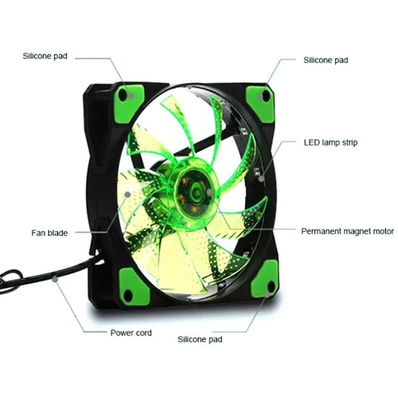 12cm Ultra Silent Case Fan Light Up 15 LEDs CPU Cooler Cooling for PC Computer FL | Компьютеры и офис