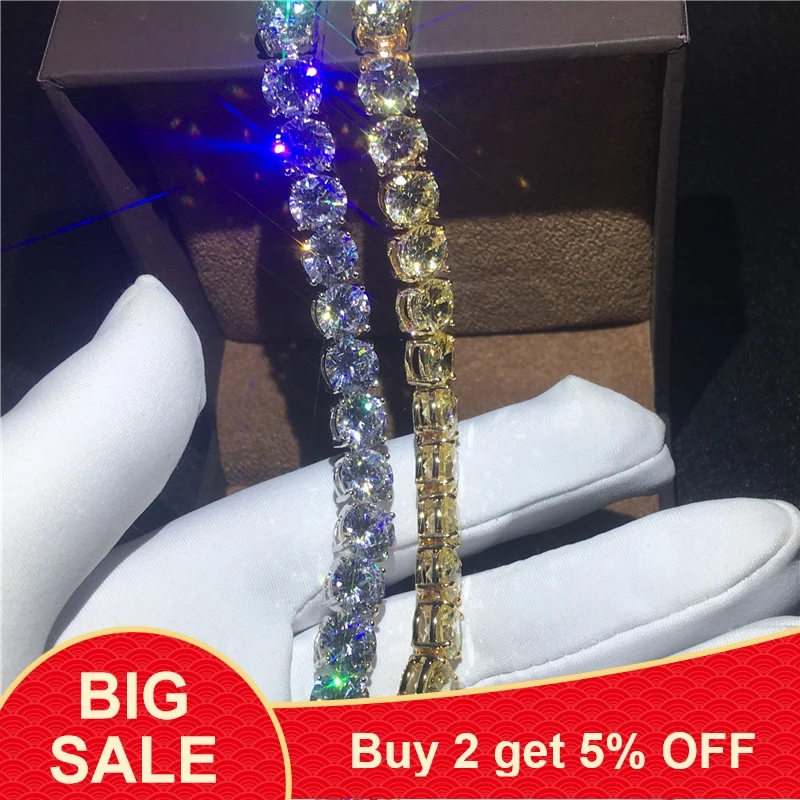 2 цвета Теннисный браслет белое золото 8 мм AAAAA циркон cz серебро вечерние