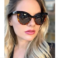 sopretty 2020 new fashion women big cat eye sunglasses female color block half frame glasses s5212