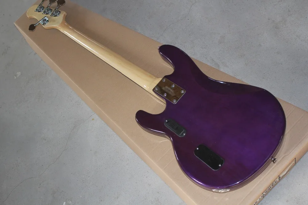 2016 Новый + завод flame maple top мужской электрический бас фиолетовый музыкальный
