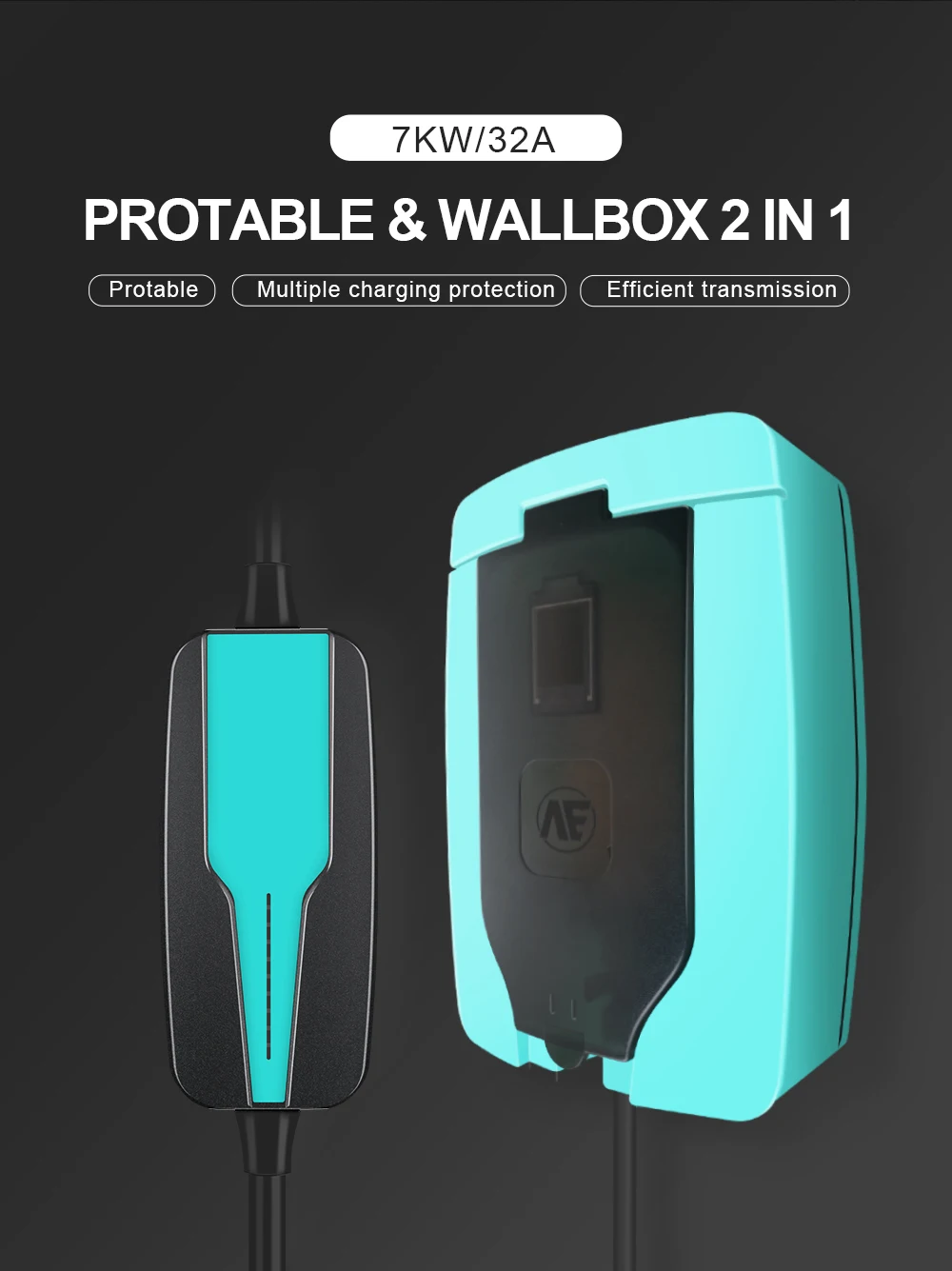 Портативное автомобильное зарядное устройство AE Anaheim 7 кВт evse wall Box 32A TYPE1 TYPE2 EV, 220-280 в SAE J1772, штепсельное зарядное устройство с европейской розеткой