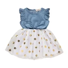 2020 г. Детские платья для девочек, Повседневное платье принцессы без рукавов джинсовое кружевное фатиновое платье в стиле пэчворк От 2 до 6 лет летняя одежда для девочек