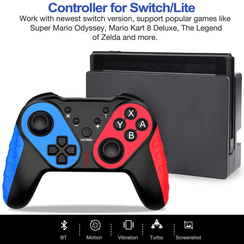 

Hot Bluetooth Pro Game Controller for Nintendo Switch With Dual Vibration Motors and Screenshot Wireless Gamepad