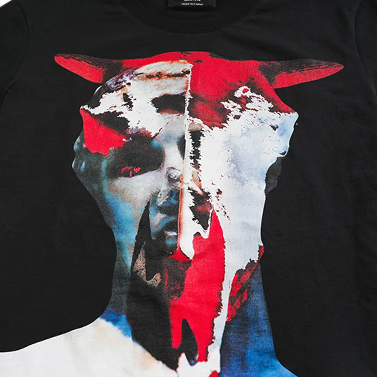

luxury New Men High Digital Devil Sheep Head T Shirts kanye T-Shirt Hip Hop Skateboard Street Cotton T-Shirts Tee Top #D11