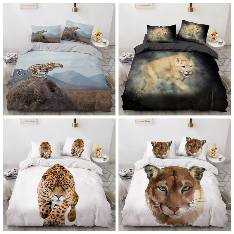 

3D White Leopard Bedding Set Queen King size Duvet Cover pillowcase 3pc Bedclothes Single Double Full Twin Quilt Cover 11 Styles