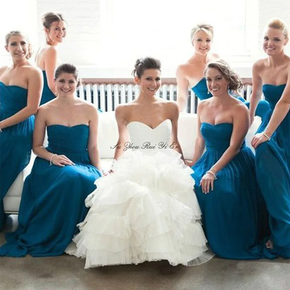 

Sweetheart Bridesmaid Dresses Godmother Dress Lace-Up Back Chiffon Wedding Party Dress A-line Long Gowns For Women