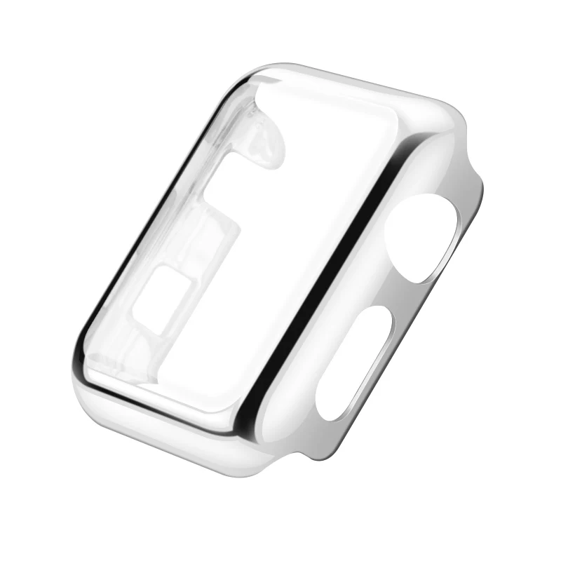 SILVER Чехол для часов, защитный чехол для Apple Watch 5, 4, 3, 2, 1, 42 мм, 38 мм, прозрачный пластиковый экран для iWatch 44 мм, 40 мм, полный защитный чехол - Цвет: SILVER
