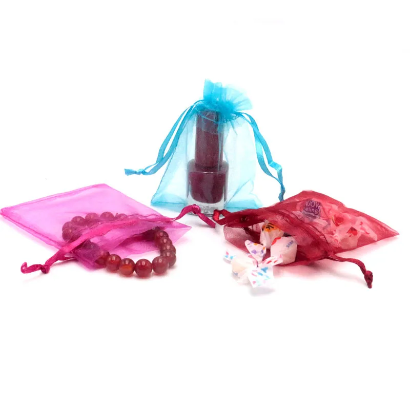 

Горячая 100 шт многоцветные 11*16 см Прозрачные сумки из органзы Ювелирные изделия/Рождество/Свадьба/День рождения/Подарочный шнурок упаковочные сумки c индивидуальным логотипом
