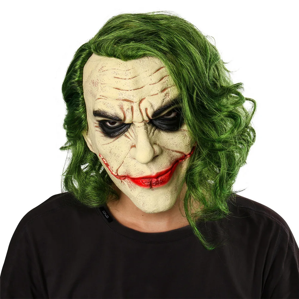 Joker маска фильм Бэтмен Темный рыцарь Косплэй ужас Клоун Маска для лица с зеленым