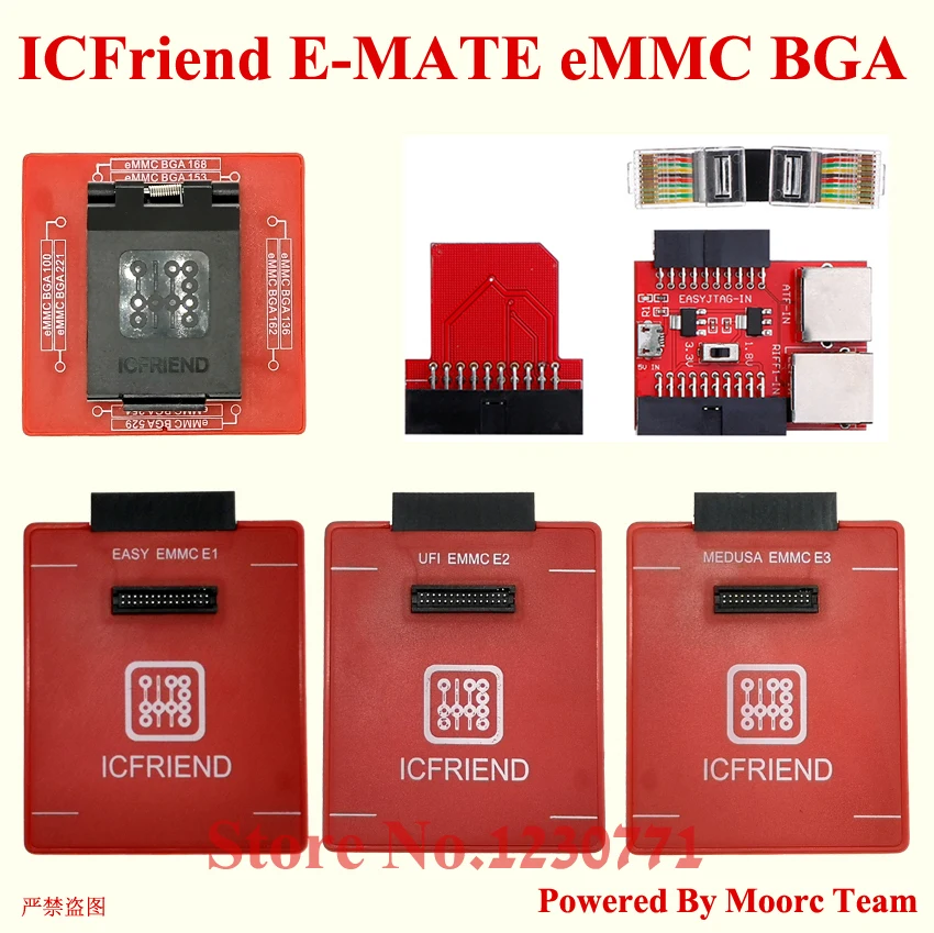MOORC xsocket E MATE PRO BOX EMMC BGA 13 в 1 поддержка 100 136 168 153 169 162 186 221 529 254 легкий Jtag Plus Box|Детали