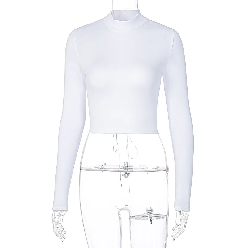 

Autumn,Spring,Winter New Slim Hollow Tie with Long-sleeved Top Sexy Women's T-shirt bandage backless bodycon streetwear clothes.