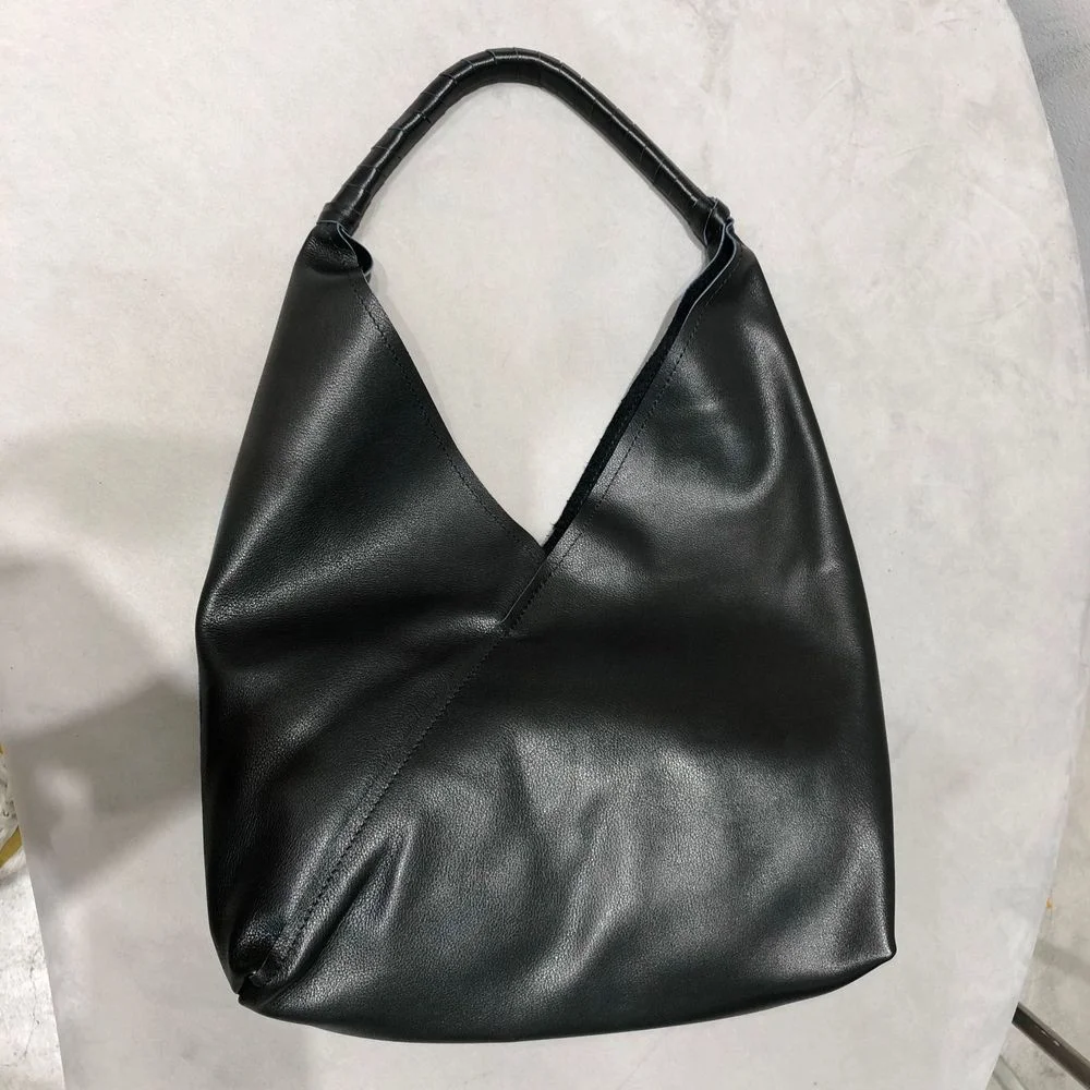 

Luxury Handmade Genuine Leather Tote for Women Purses and Handbags Soft Cowhide Elegant Female Office Hand Bag Black 2021 New