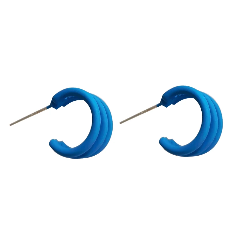

S925 needle Small Hoop Earrings Sweet Jewelry Three Row Metal Alloy With Coating Blue Earrings Modern Jewelry Girl Student Gifts