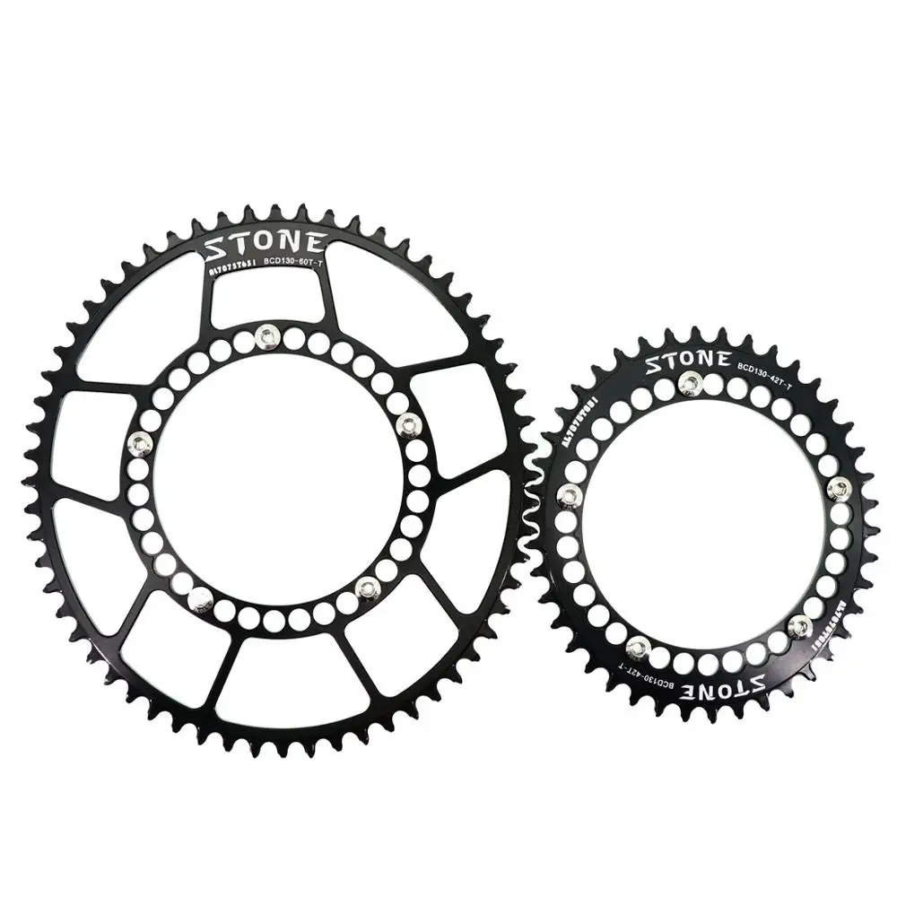 Каменная цепь 130 BCD Aero Овальный дорожный велосипед 42 T 46 48 50 52 55 56 58 60 T зуб узкая n широкая односкоростная цепь колеса для езды на велосипеде