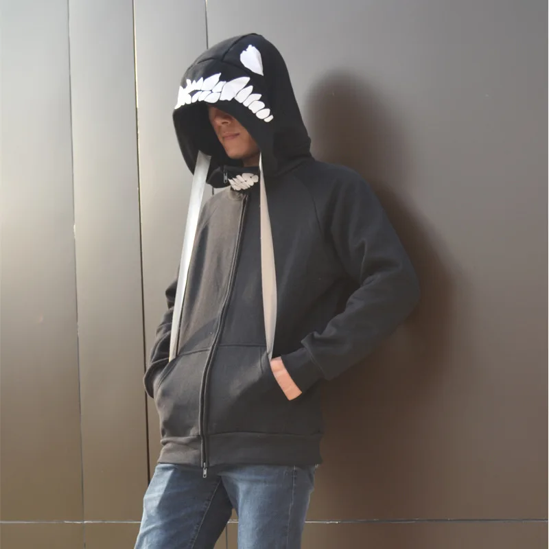 Коллекционная флотилия Толстовка черная зубастая аниме шоу осенняя и зимняя