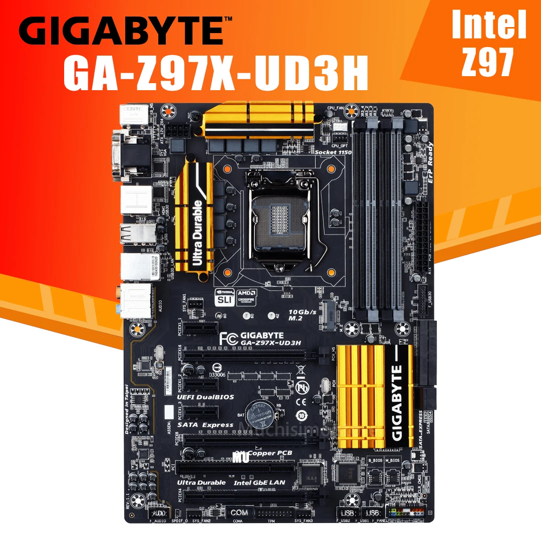 Оригинальная подержанная Материнская плата Gigabyte модель Z97 Socket LGA 1150 DDR3 USB3.0 SATA3.0 |