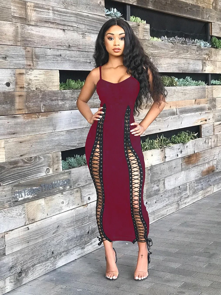 

Strapless Tube Top Skinny Sleeveless Eyelet Slim Sexy Dress Sleeveless Club Party Halter Vest Design Sense Summer Vestidos Robe