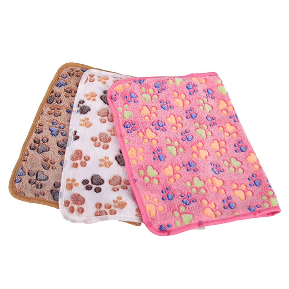 

3Pcs Pet blanket Plush Pet Mat Coral Fleecy Doghouse Mat for Pet Dog (Beige+ Brown+ Rose Red)