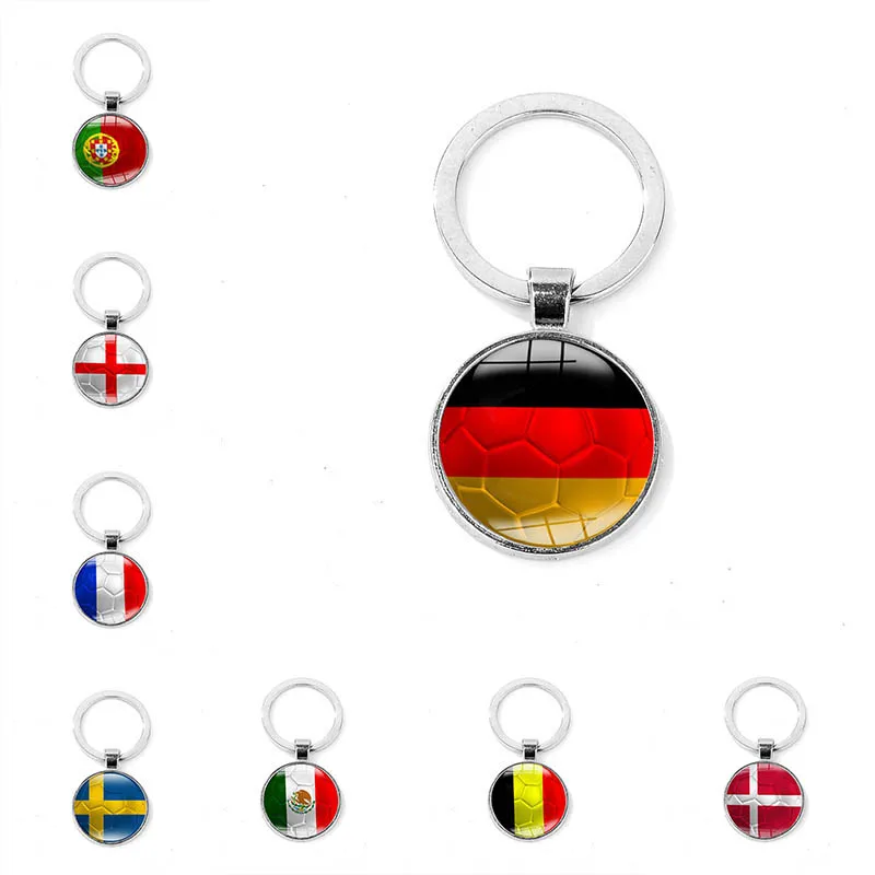 

Fashion World Flag Keychain USA UK Brazil Russia Creative Football Printed Keychain Country Football Club Fan Gift