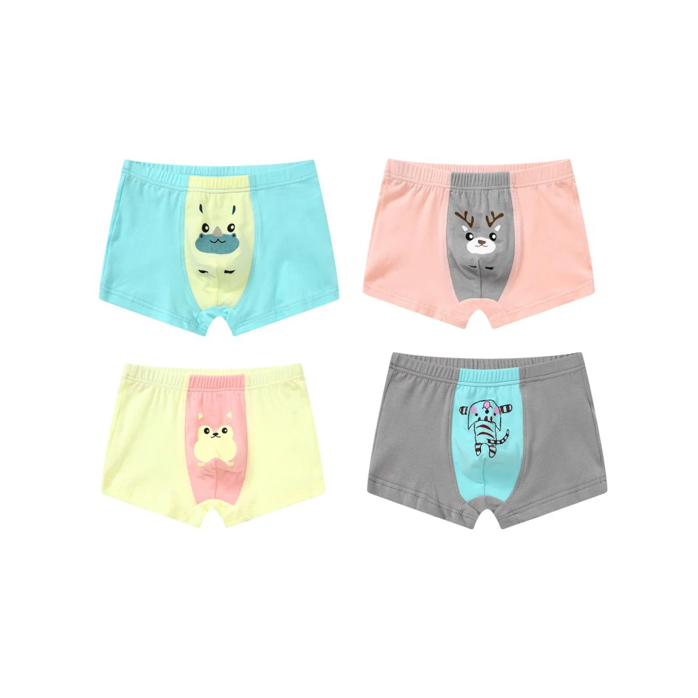 

China Manufacturer 4 Pieces / Lot Cute Cartoon Animal Breathable Cotton Kids Underwear Wholesale Good Quality Children Panties