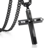 christian jesus only titanium cross necklace black stainless steel prayer necklace cross pendants for men colar