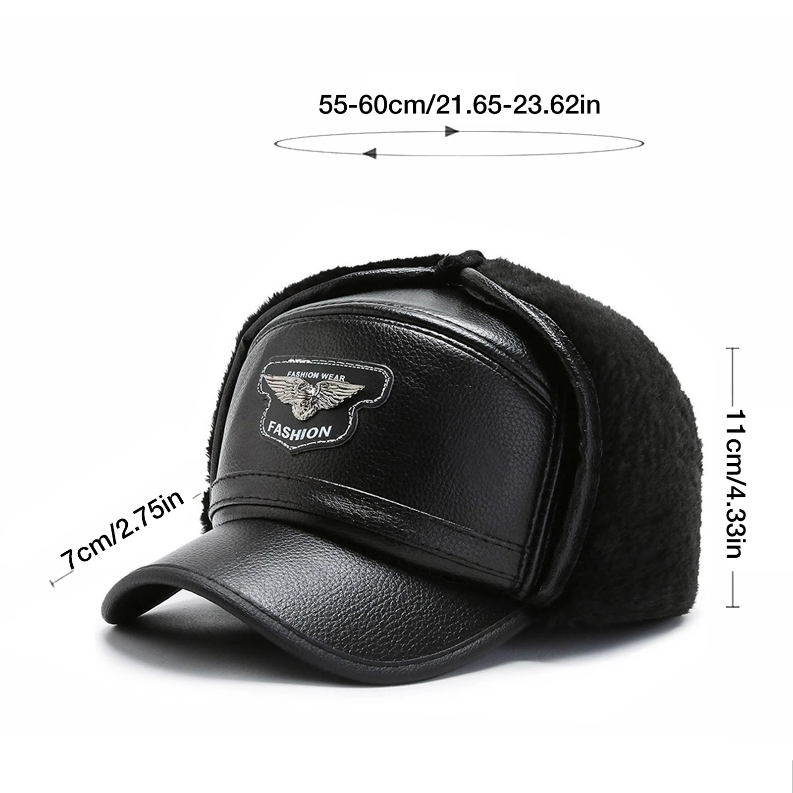 

55-60cm Winter Warm Hat With Earflap Fashion Ski Hat Baseball Cap For Outdoor Cycling