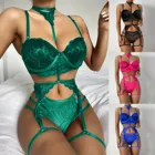 Чувственное женское нижнее белье, женское нижнее белье, боди, эротическое нижнее белье, кружевной бюстгальтер с вышивкой, трусики, подвязки, сексуальные боди, Тедди