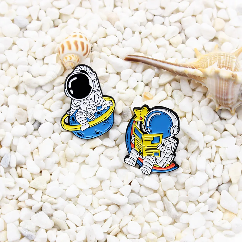 Креативная модная брошь на лацкан с изображением мультяшного космоса подсолнуха