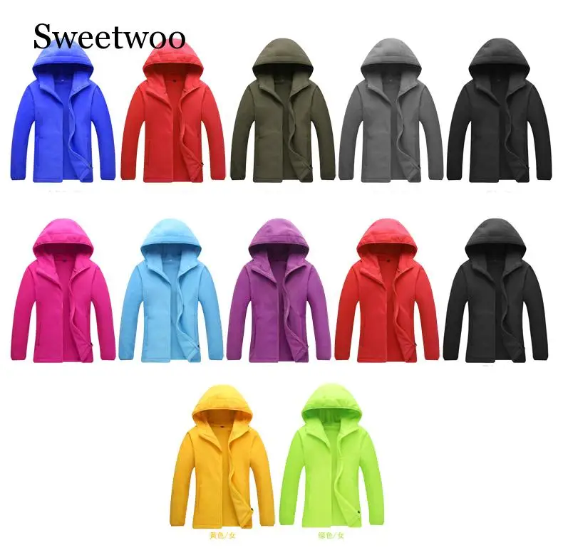 Утепленная флисовая ветрозащитная куртка с капюшоном для мужчин и женщин