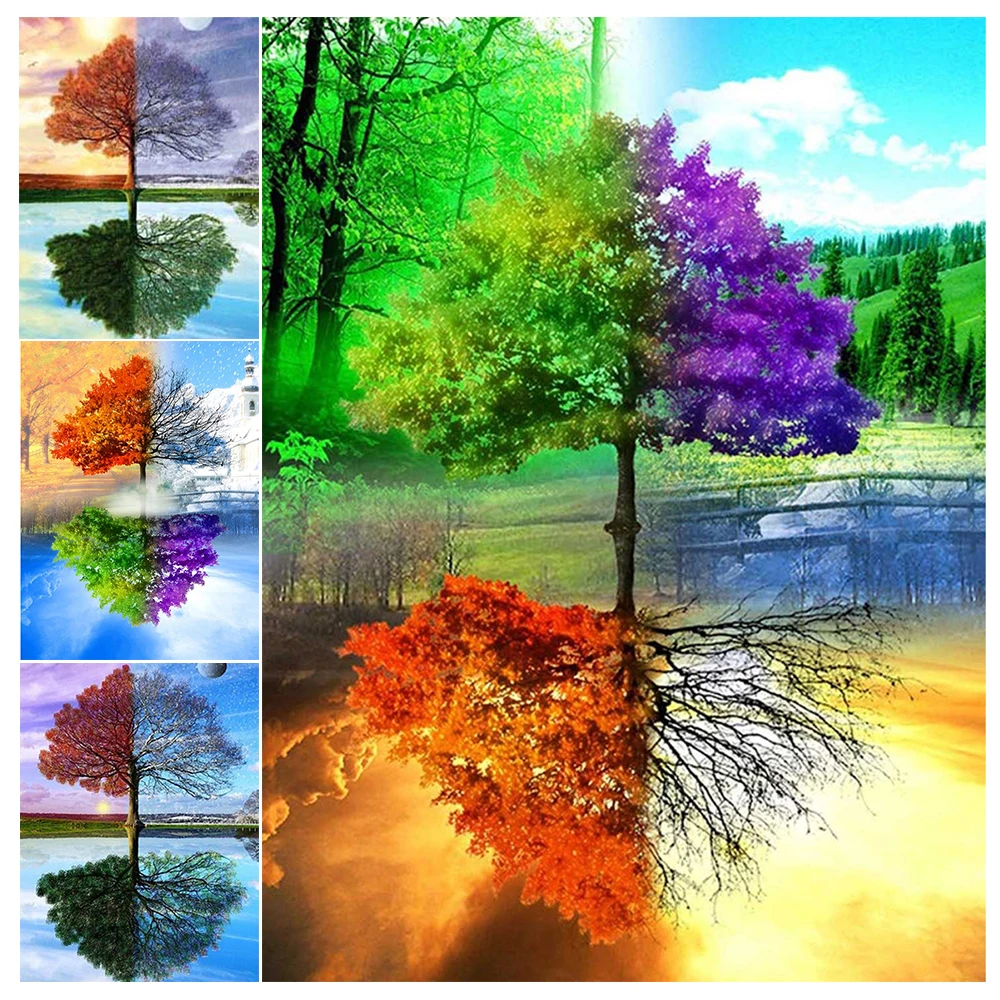

5D DIY Diamond Painting Tree Full Square/round Embroidery Landscape Rhinestone Picture Cross Stitch Kit Home Decoration Gift